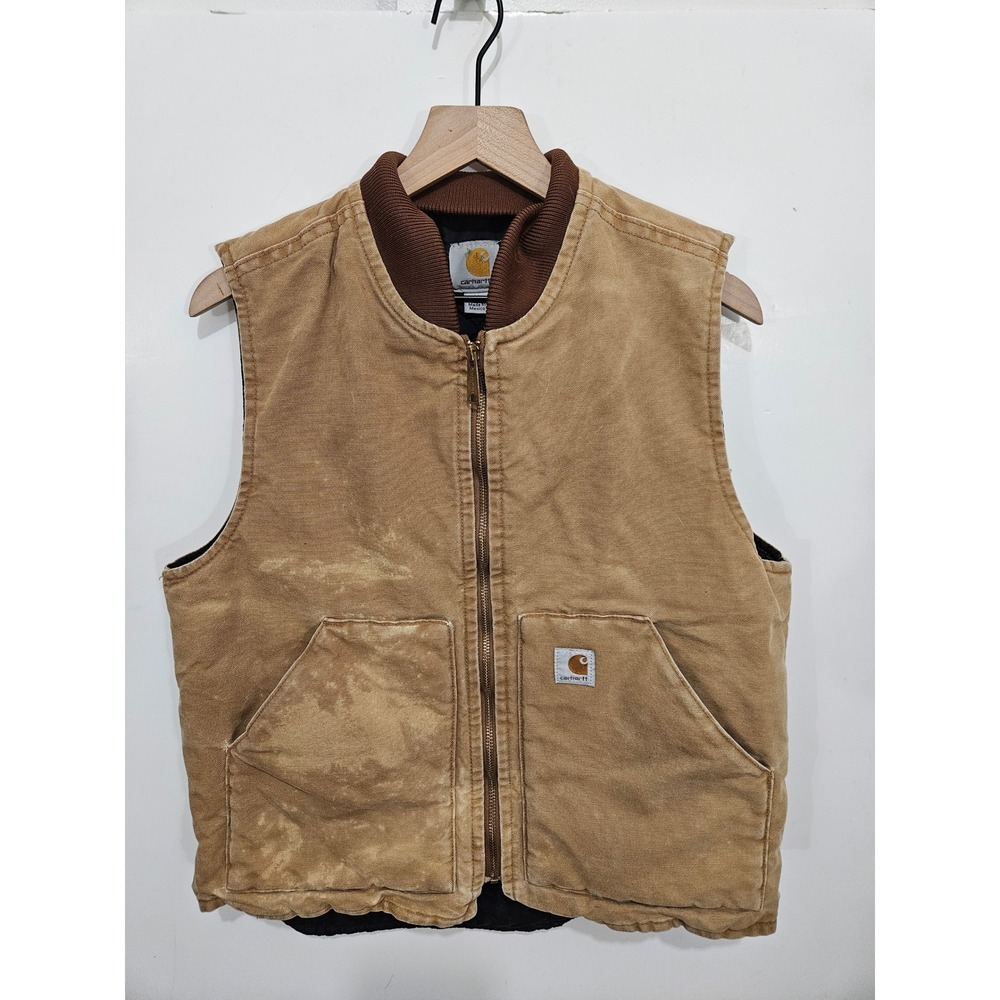 Carhartt Arctic Quilt Lined Duck Vest V01 BRN Brown Canvas Workwear Mens Medium